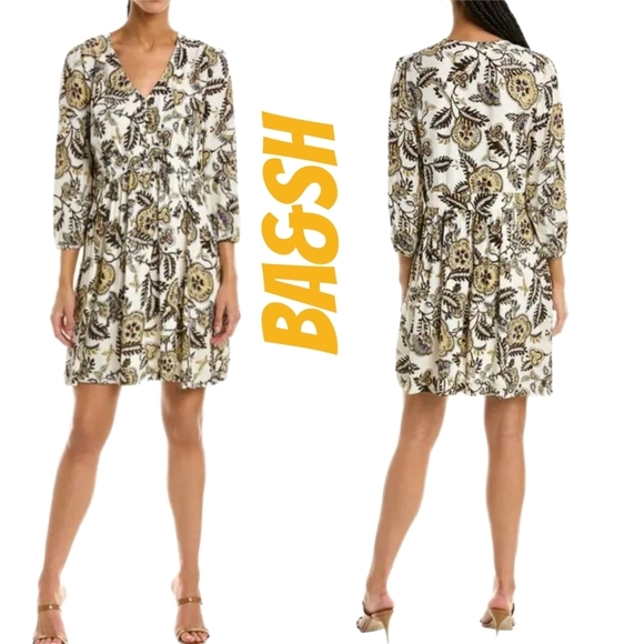 Ba&sh Womens Robe Volver Mini Dress sz S Trendy Bohemian Style Print Gorgeous - Picture 1 of 14